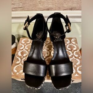 Vince Camuto Black Wedge Sandals